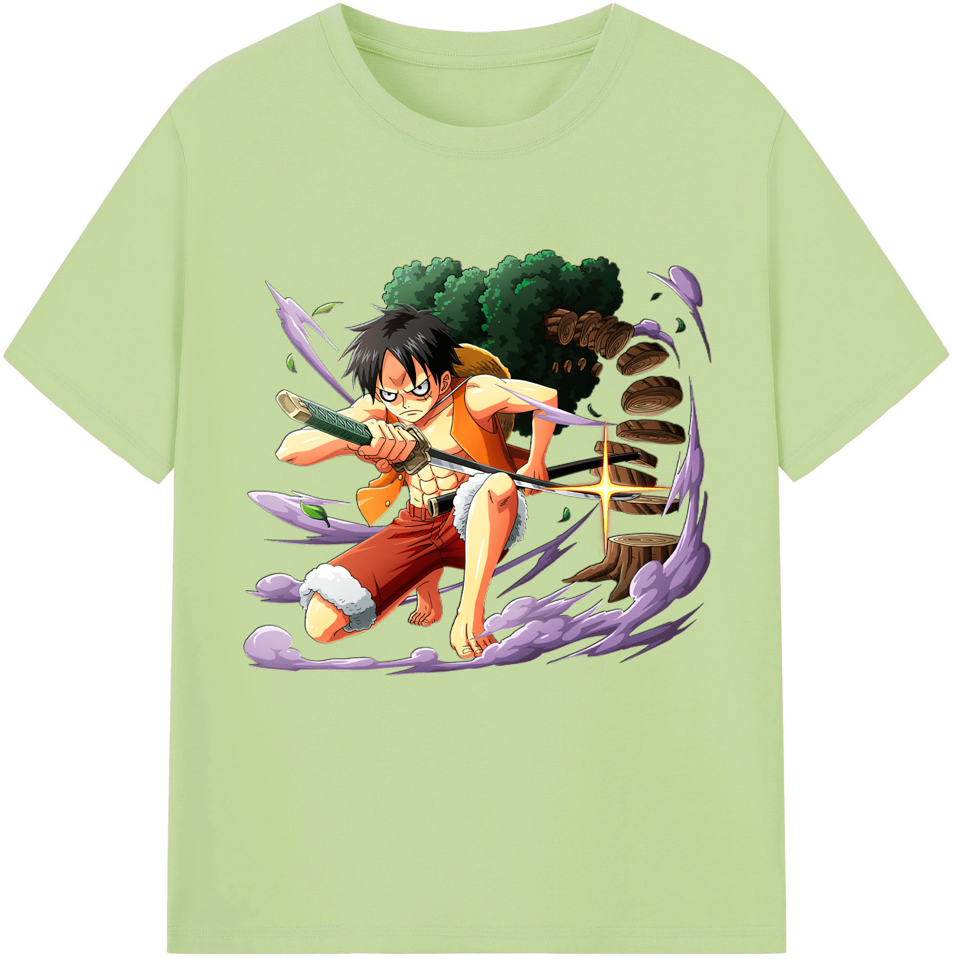 ワンピース モンキー・D・ルフィ ONE PIECE Monkey D. Luffy 綿100％半袖Tシャツ（フロントプリント）